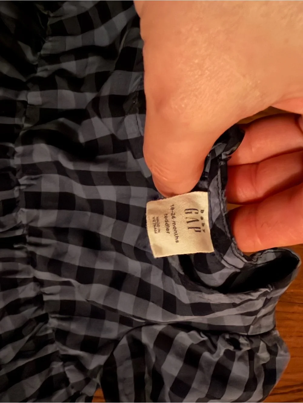 GAP Black & Gray Gingham Puff-Sleeve Top for Girls
